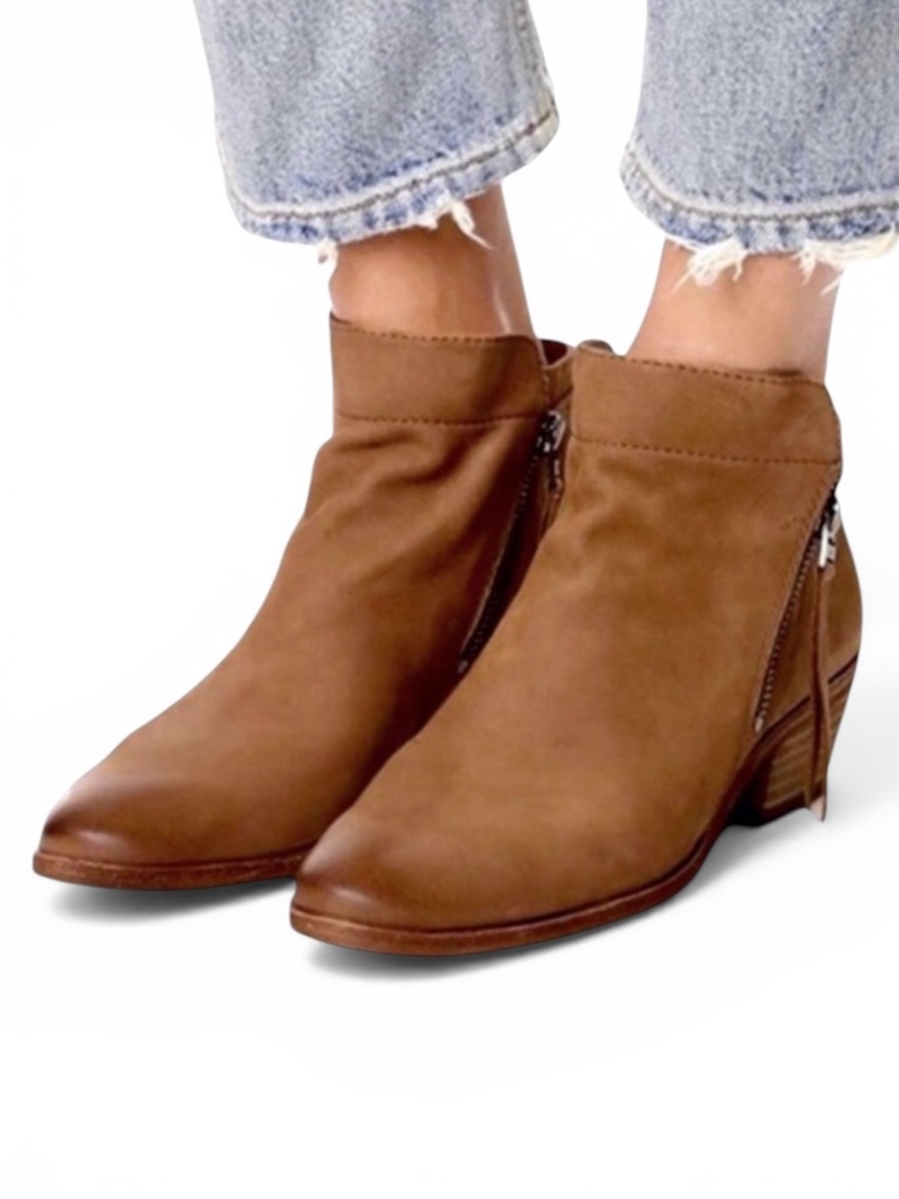 Sam Edelman Packer Brown Suede Double Zip Ankle Booties Size 9.5M